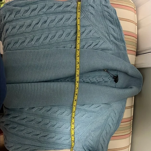 Talbots Blue Cable Knit Cardigan with Shawl Collar - Picture 6 of 7